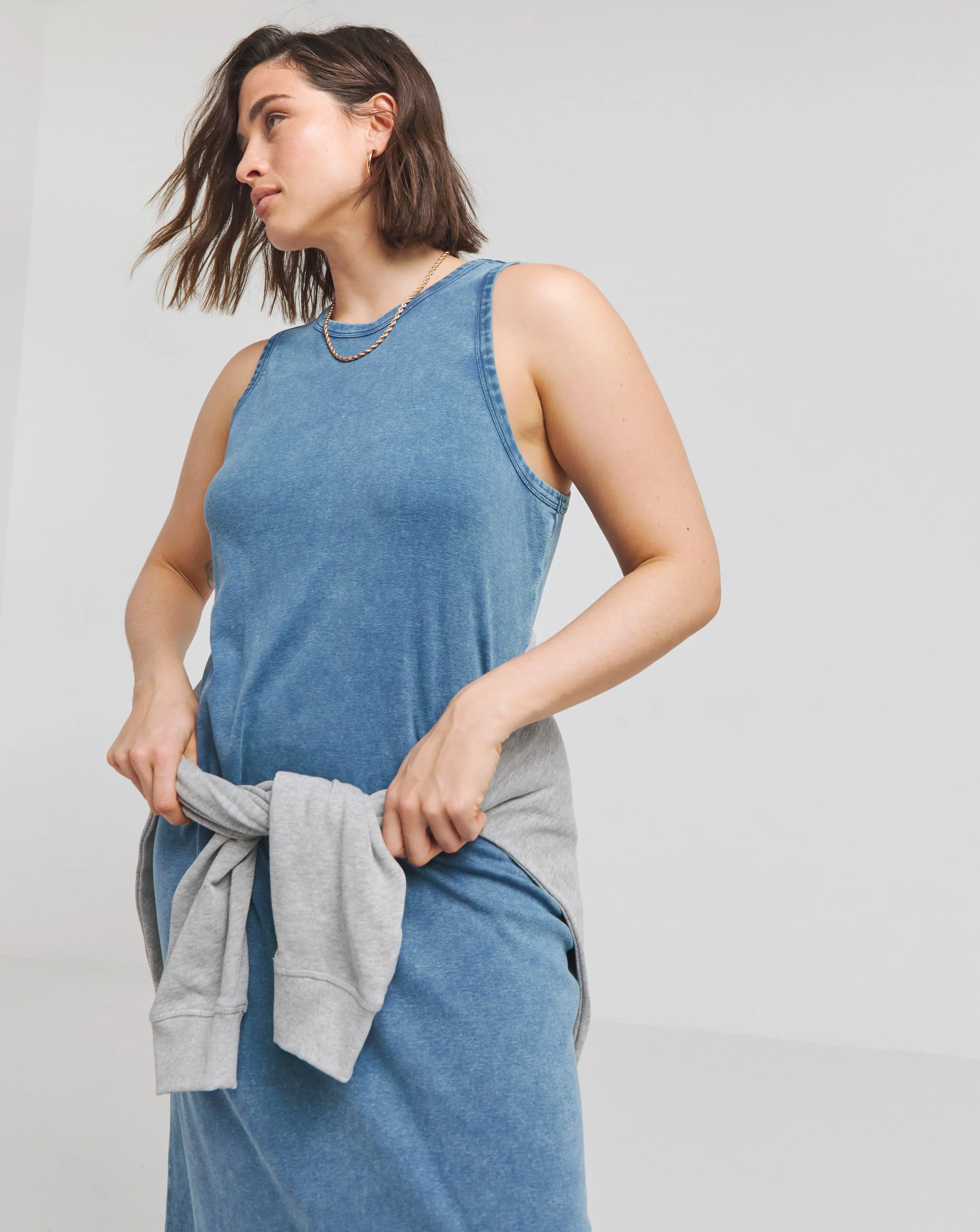 Acid Wash Cotton Jersey Racer Maxi Dress | Simply Be