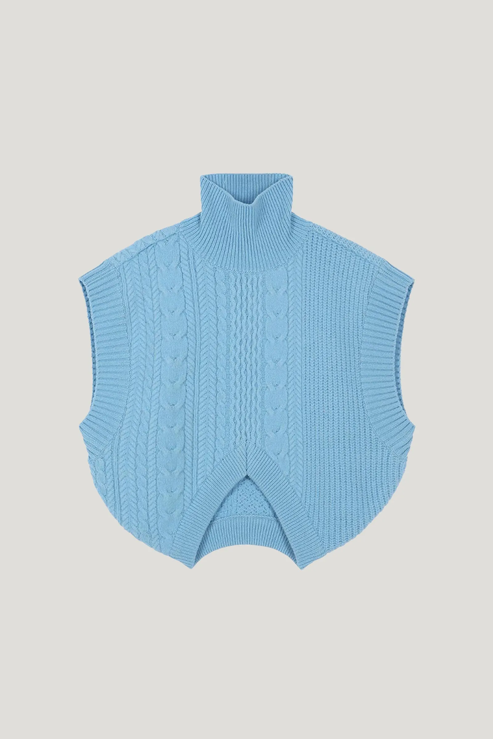 Blue Kyla Upside Down Wool Kint Vest