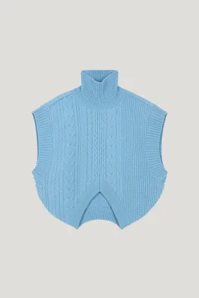 Blue Kyla Upside Down Wool Kint Vest