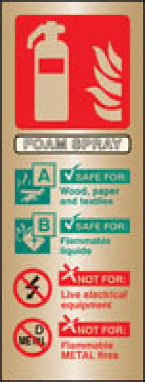Foam spray extinguisher identification brass 75x200mm