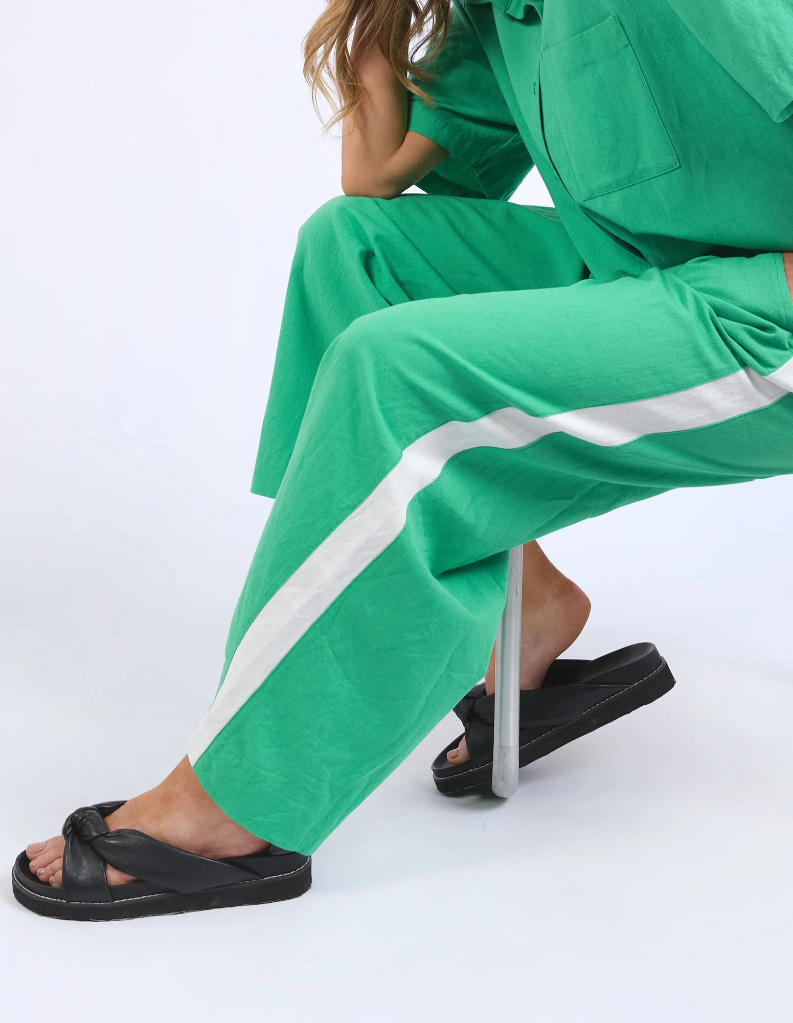 Frances Stripe Pant Greenbriar