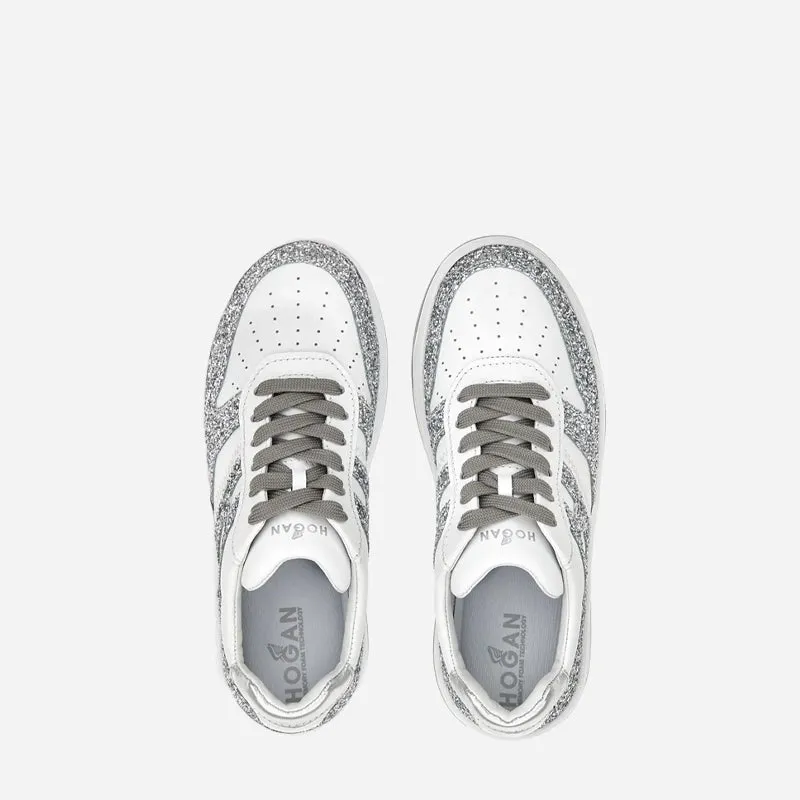 Hogan Sneakers H630 Argento Bianco Glitter