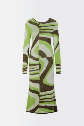 Land Cruise Hockney Dress - grass green & chocolate
