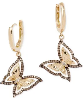 Le Vian Chocolate Diamond & Nude Diamond Butterfly Drop Earrings (1/2 ct. t.w.) in 14k Gold