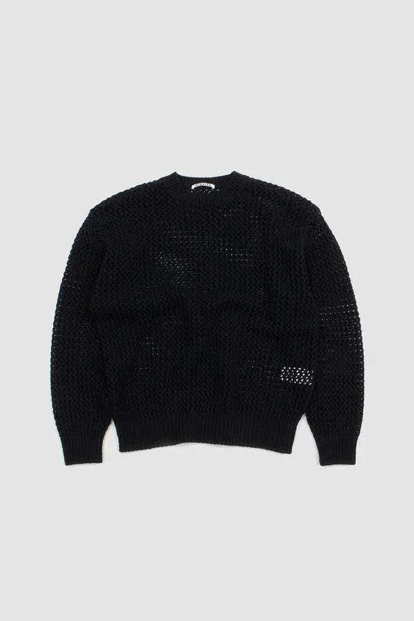Lily-Yarn Mesh Knit Pullover - Dark Navy