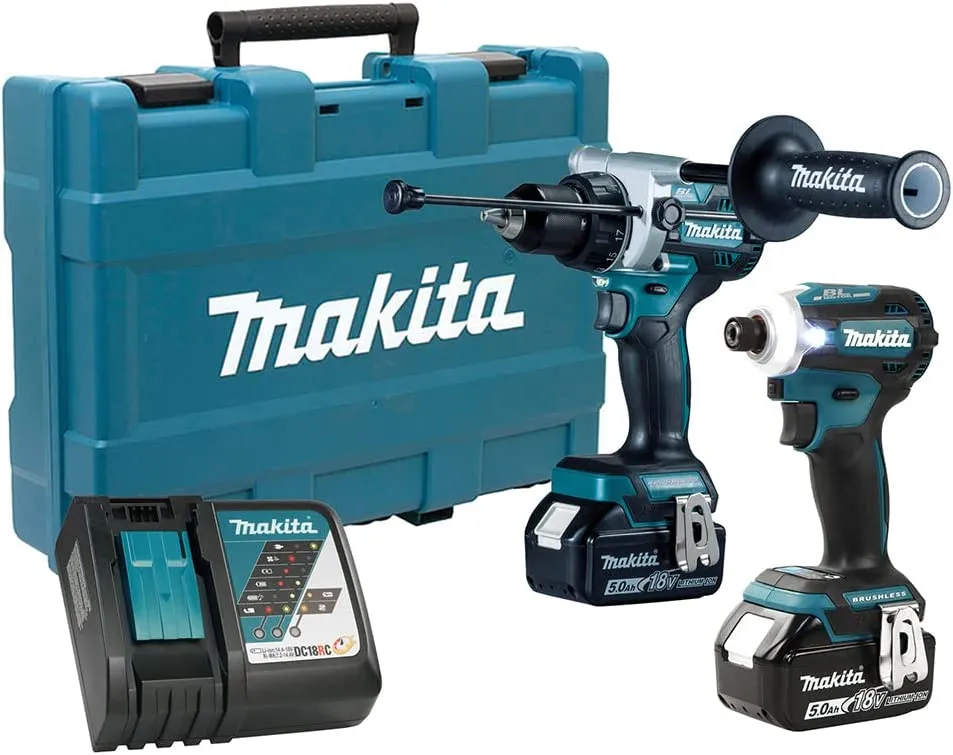 Makita DLX2411T 18V LXT Cordless 2PC Combo Kit (2) 5A Batteries (1) Charger (DTD171Z+DHP486Z)