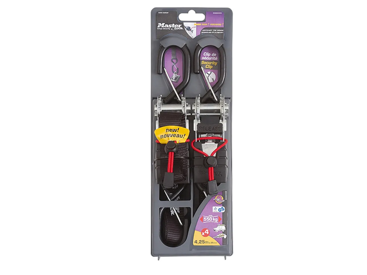 Master Lock MLK3066E Ratchet Tie-Down S Hooks 4.25m 2 Piece