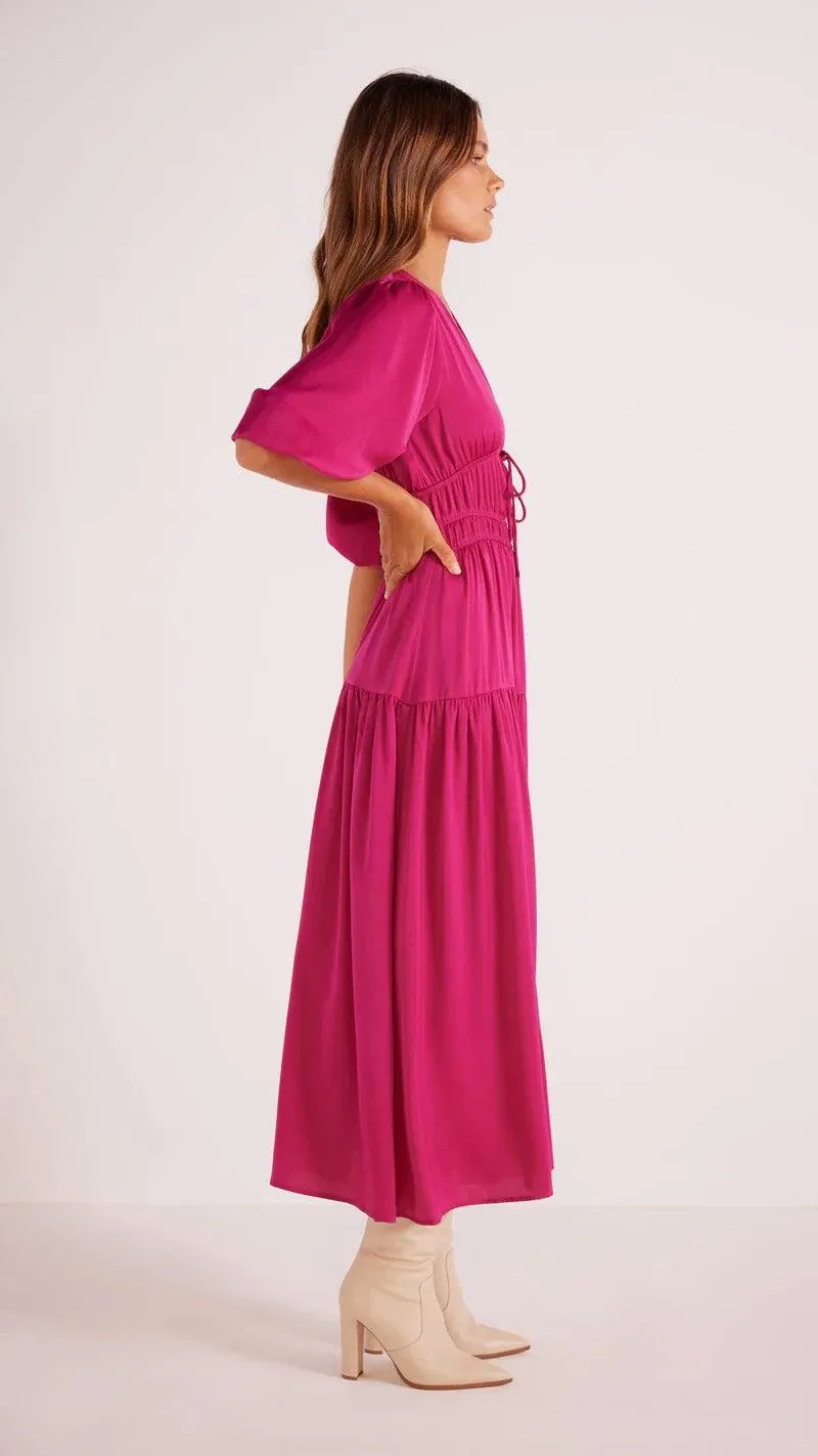Minkpink Safira Satin Midi Dress In Berry