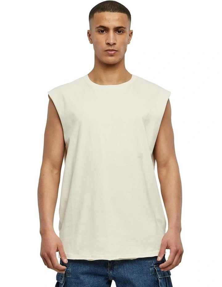 Open Edge Sleeveless Tee in White Sand