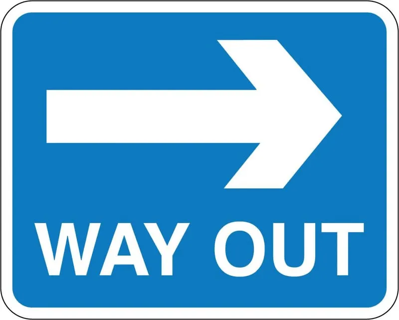 Parking & Site Management - WAY OUT Arrow Right Sign - Class 1 Ref  BSEN 12899-1 2001 - 600 x 450Hmm - Reflective - 3mm Aluminiu