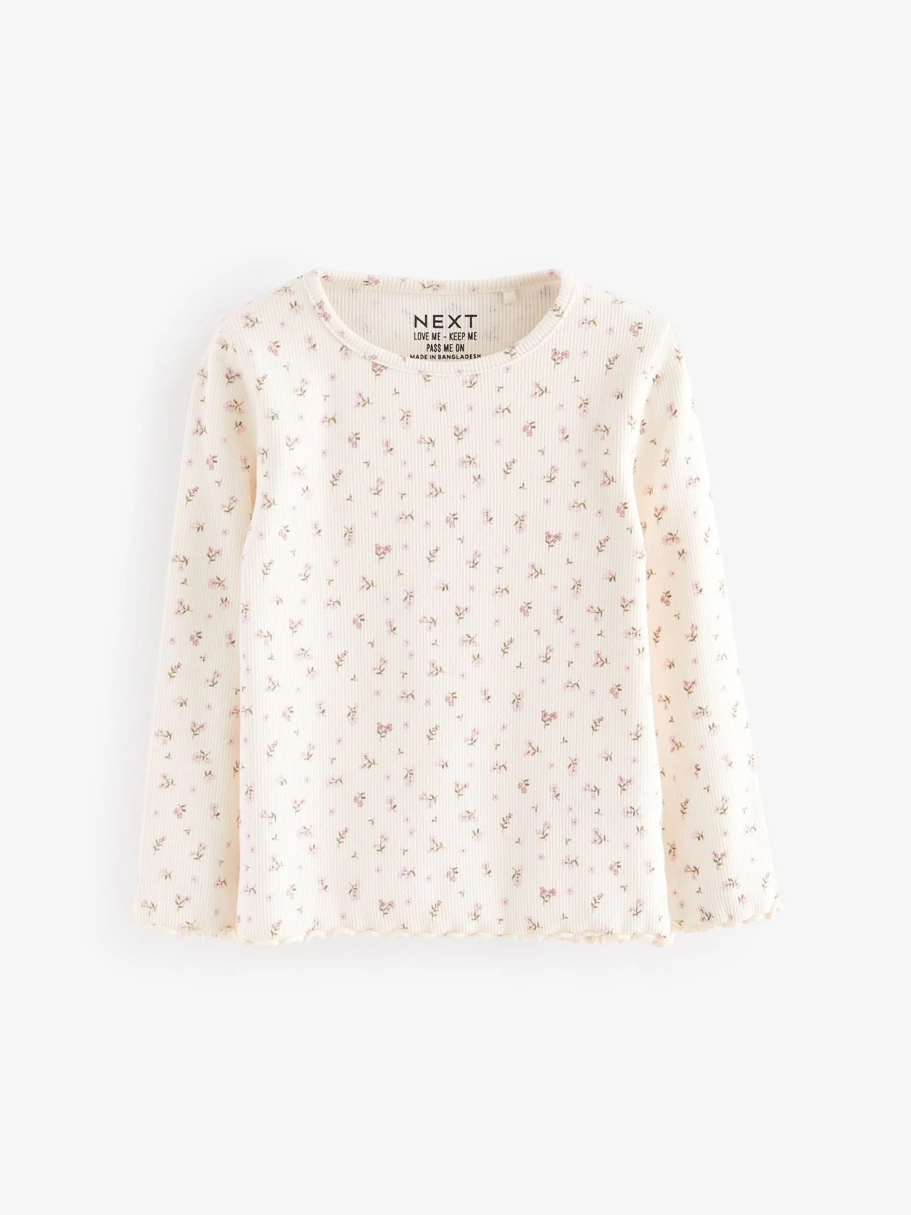 Pink Ribbed Long Sleeve Tops 5 Pack (3mths-7yrs)