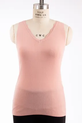 Pink Scalloped Edge Sleeveless Top