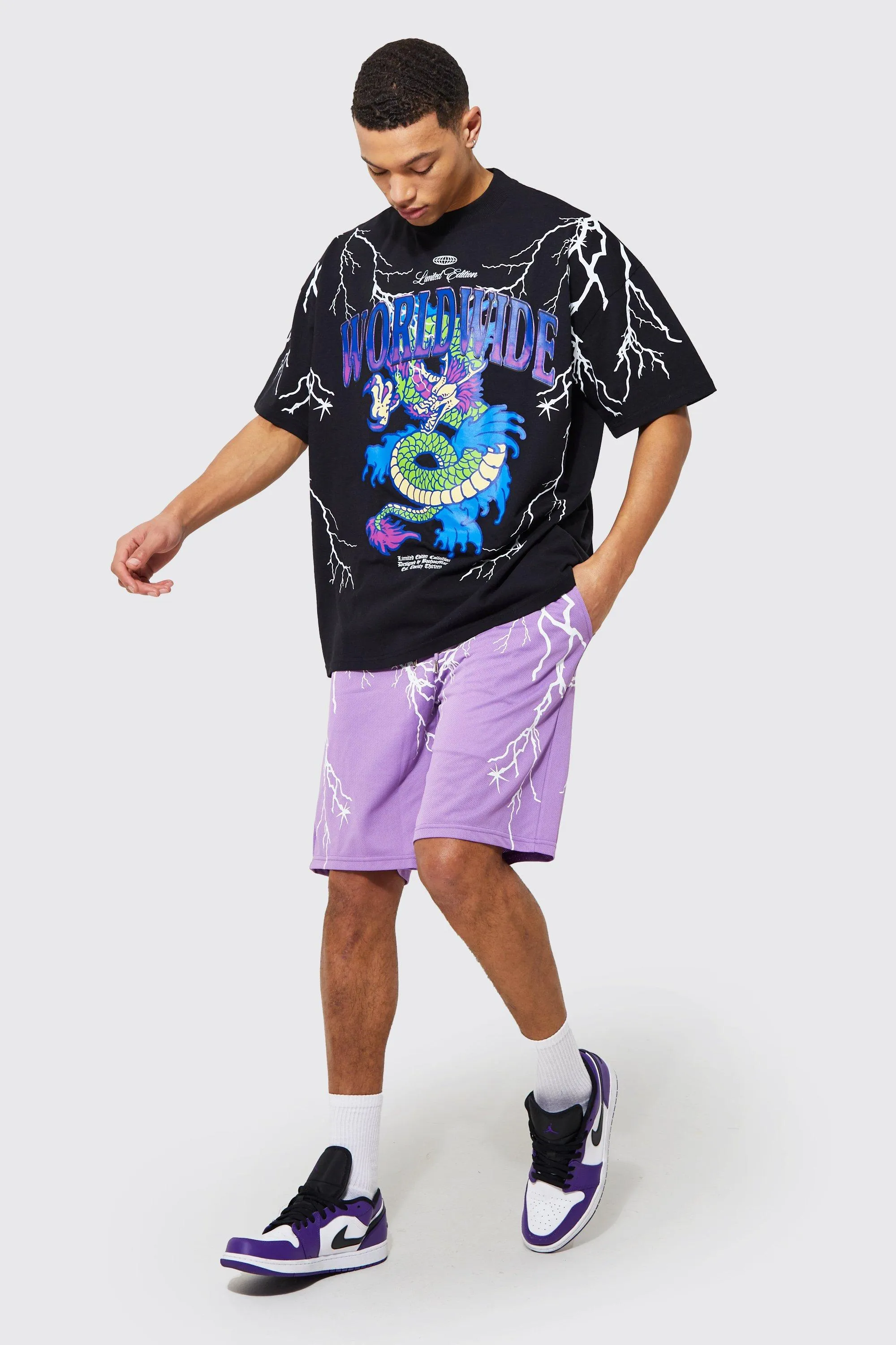 Tall Lightning Dragon Mesh Short Set