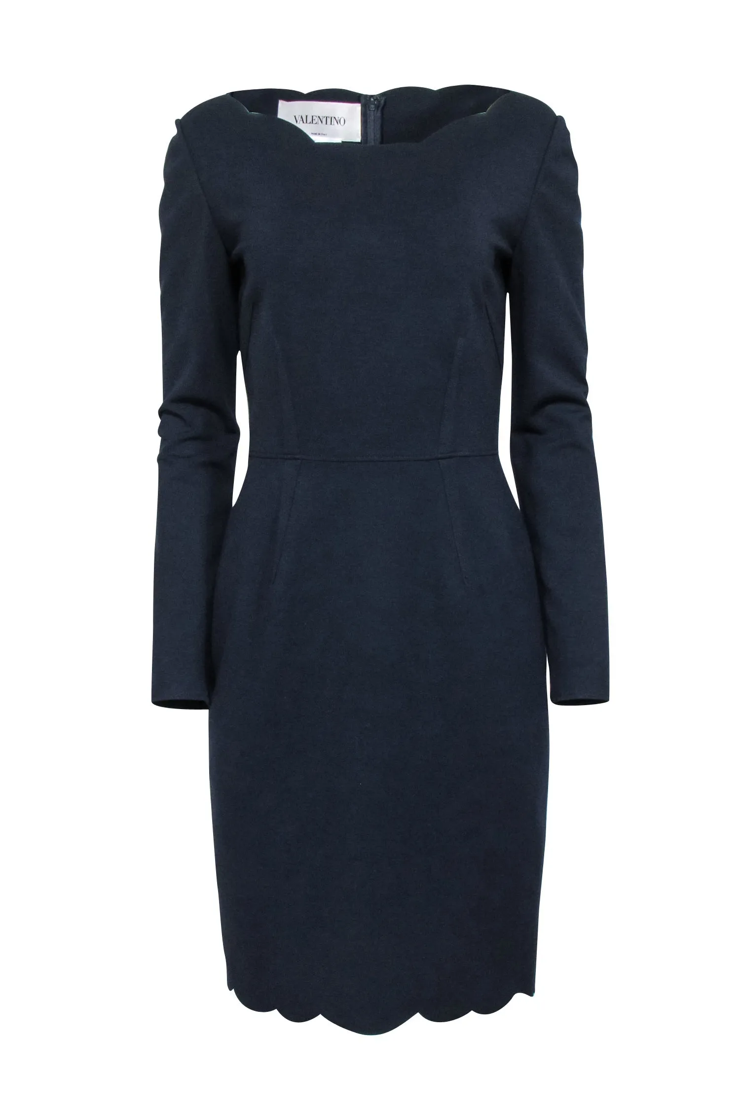 Valentino - Navy Scalloped Edge Dress Sz 6