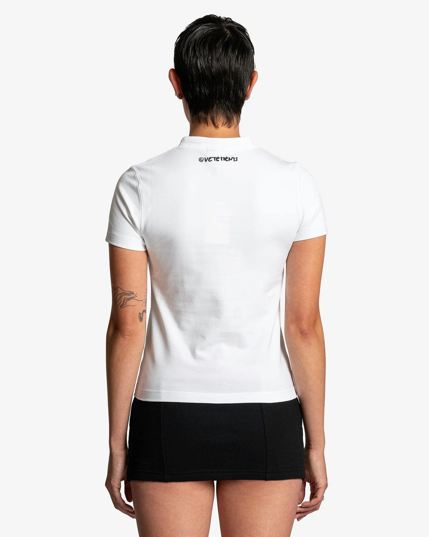 VETEMENTS Stop Copying Me Fitted T-Shirt in White