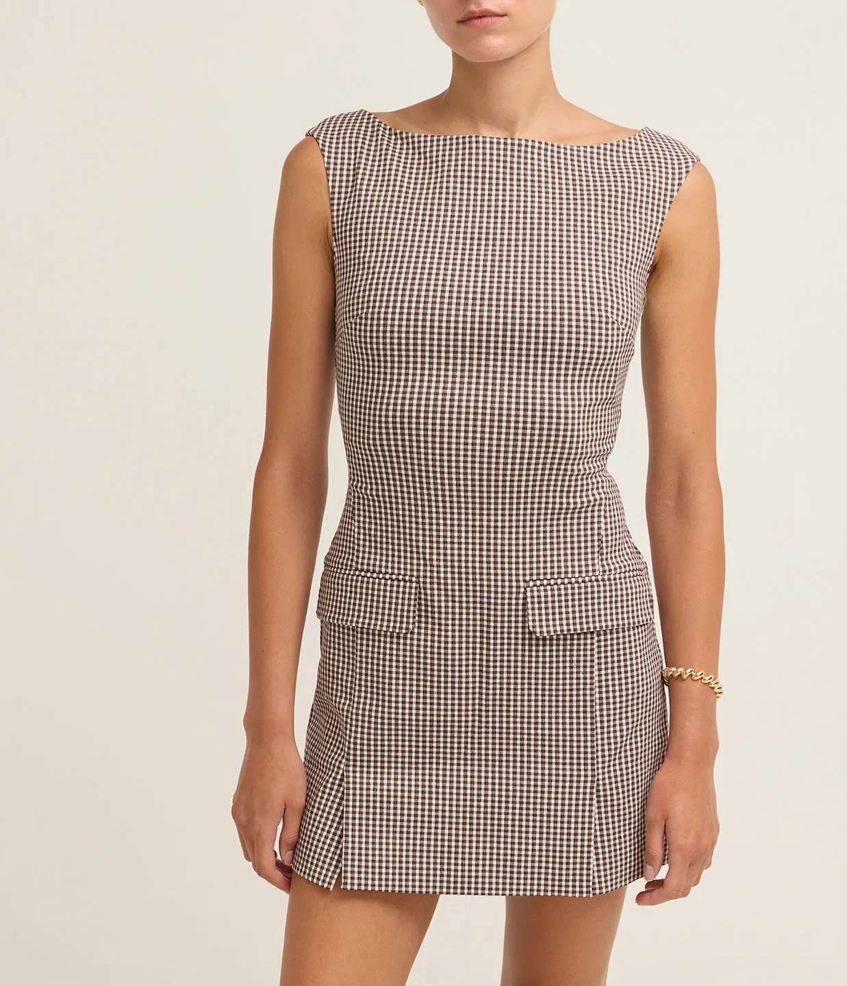 Walker Dress in Dark Chocolate Micro Check