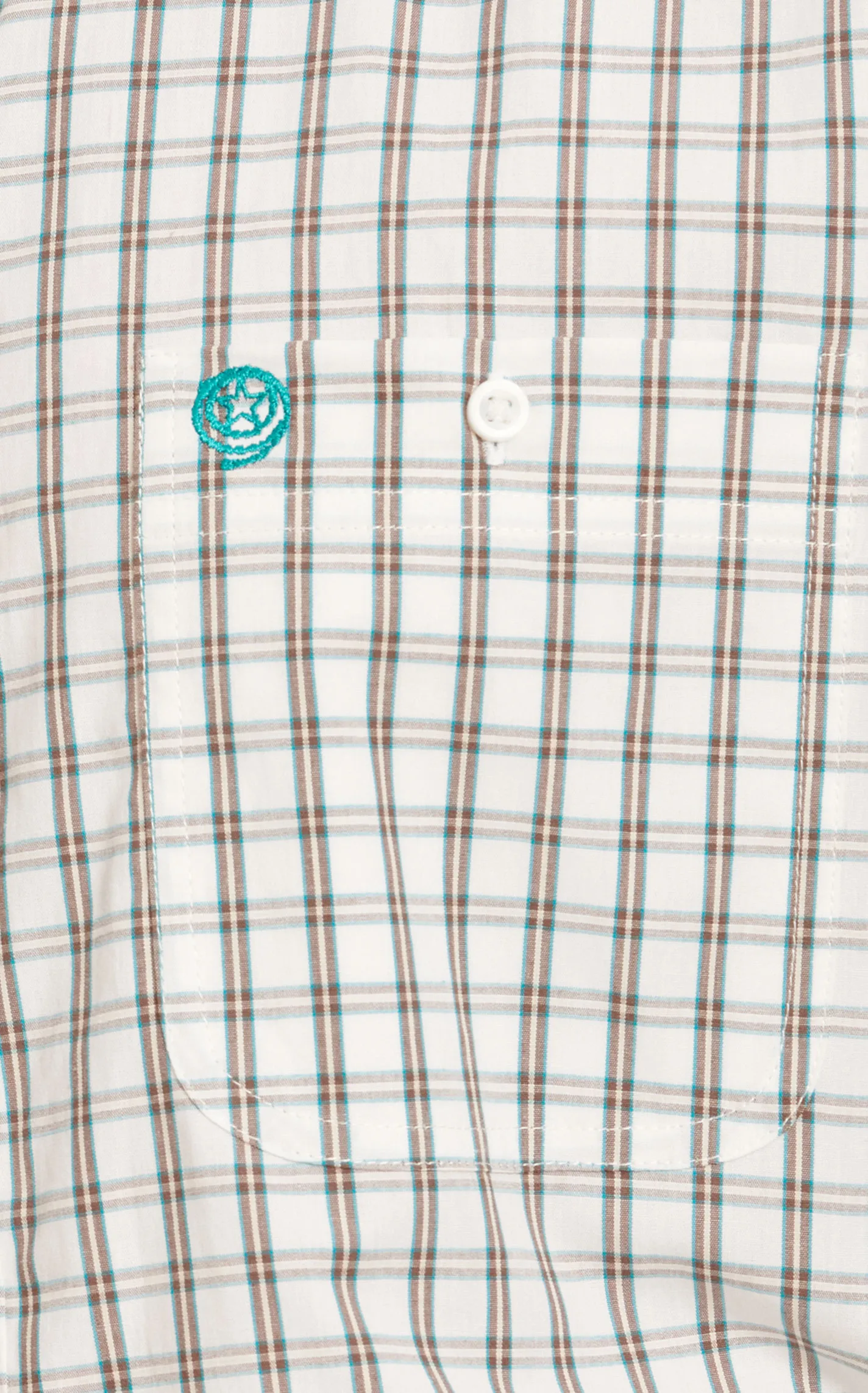 Wrangler Men's George Strait Collection Chocolate & Turquoise Plaid Western Shirt