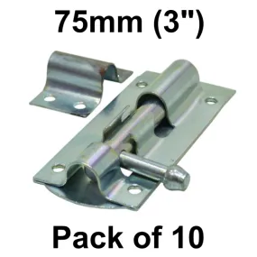ZP Straight Tower Bolt - 75mm (3) - Pack of 10 - [CI-DB112L]