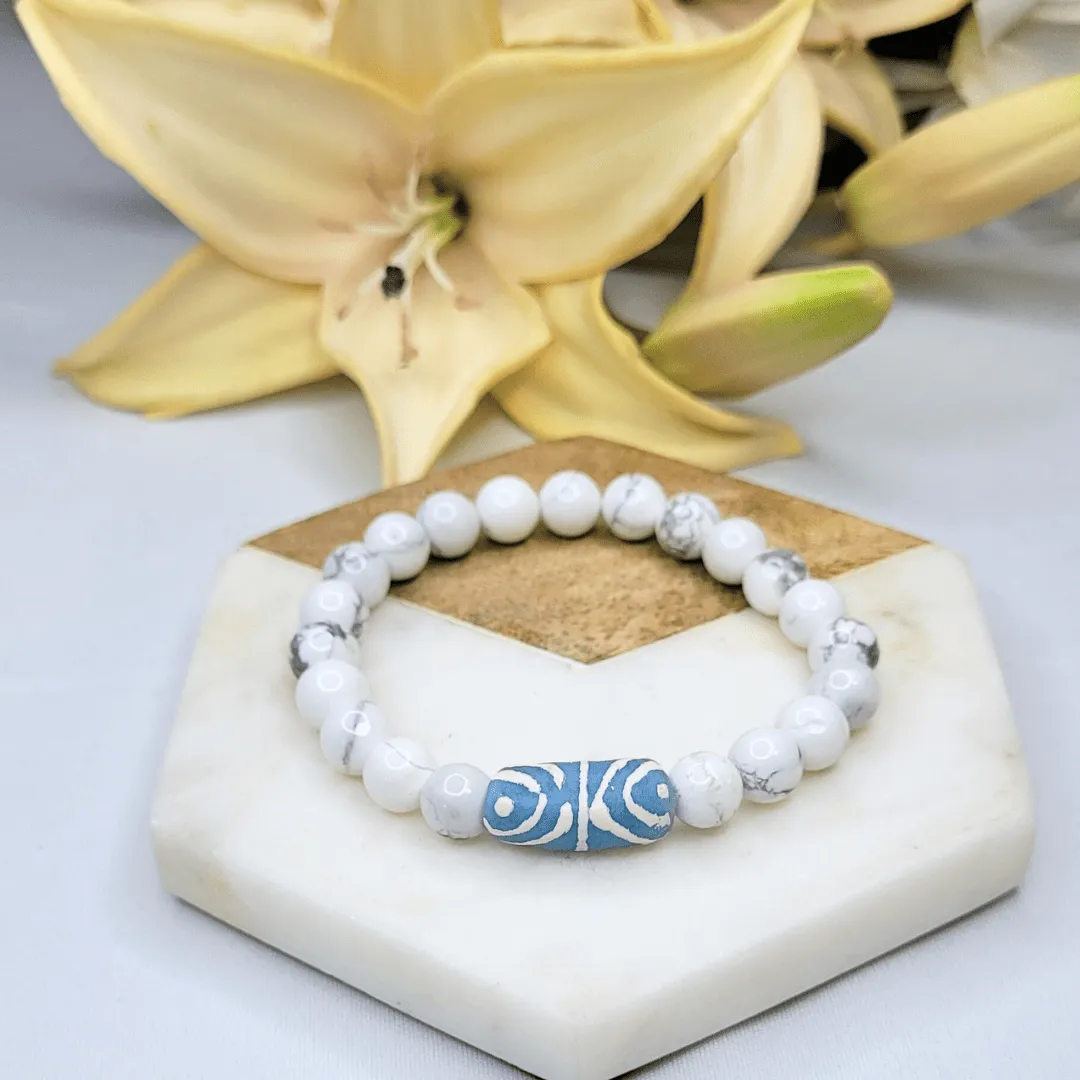 Zula - Howlite Gemstone Bracelet | African Recycled Glass
